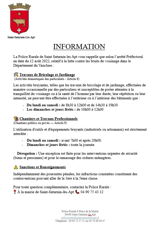LUTTE CONTRE LES BRUITS DE VOISINAGE