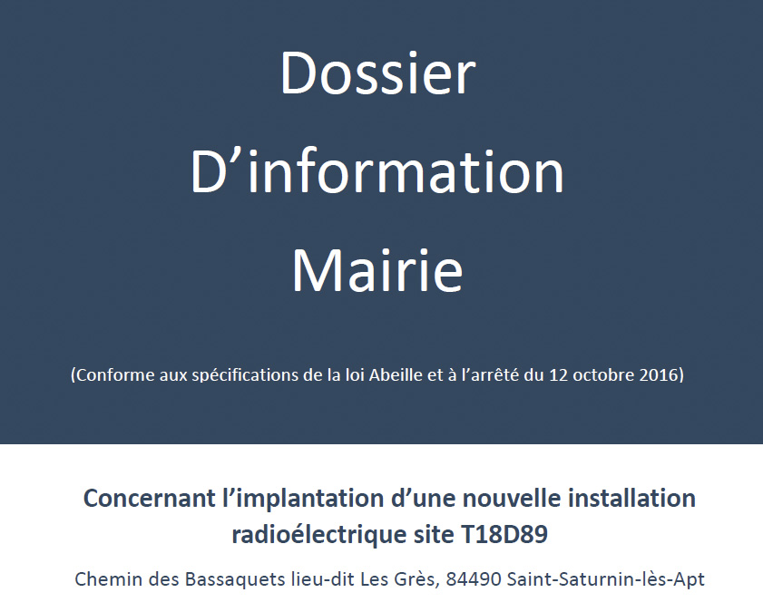 Implantation nouvelle installation radioélectrique Site T18D89